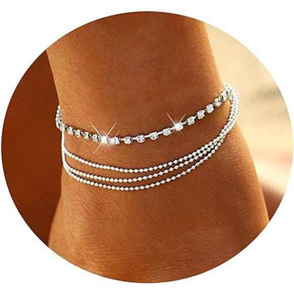 Layered Gold Satellite Anklet - Picture 4 of 6